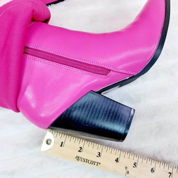 Branded Fuchsia Pink Skirted Fold Over Western Shark  Knee High Cowgirl Boots - Picture 11 of 11